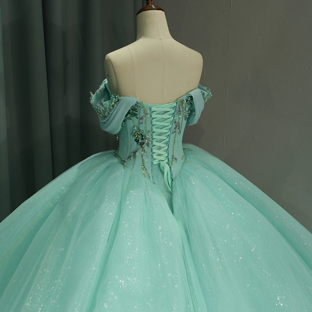 Jancember 6747 Shiny Mint Green Empire Quinceanera Formal Gowns Dresses