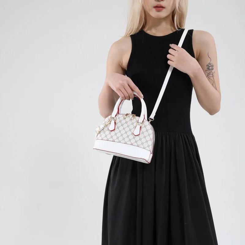 Korean Style Retro PU Leather Handbag 2025 Summer New Trendy Casual Polyester Zipper Shoulder Bag Western Style Fashion
