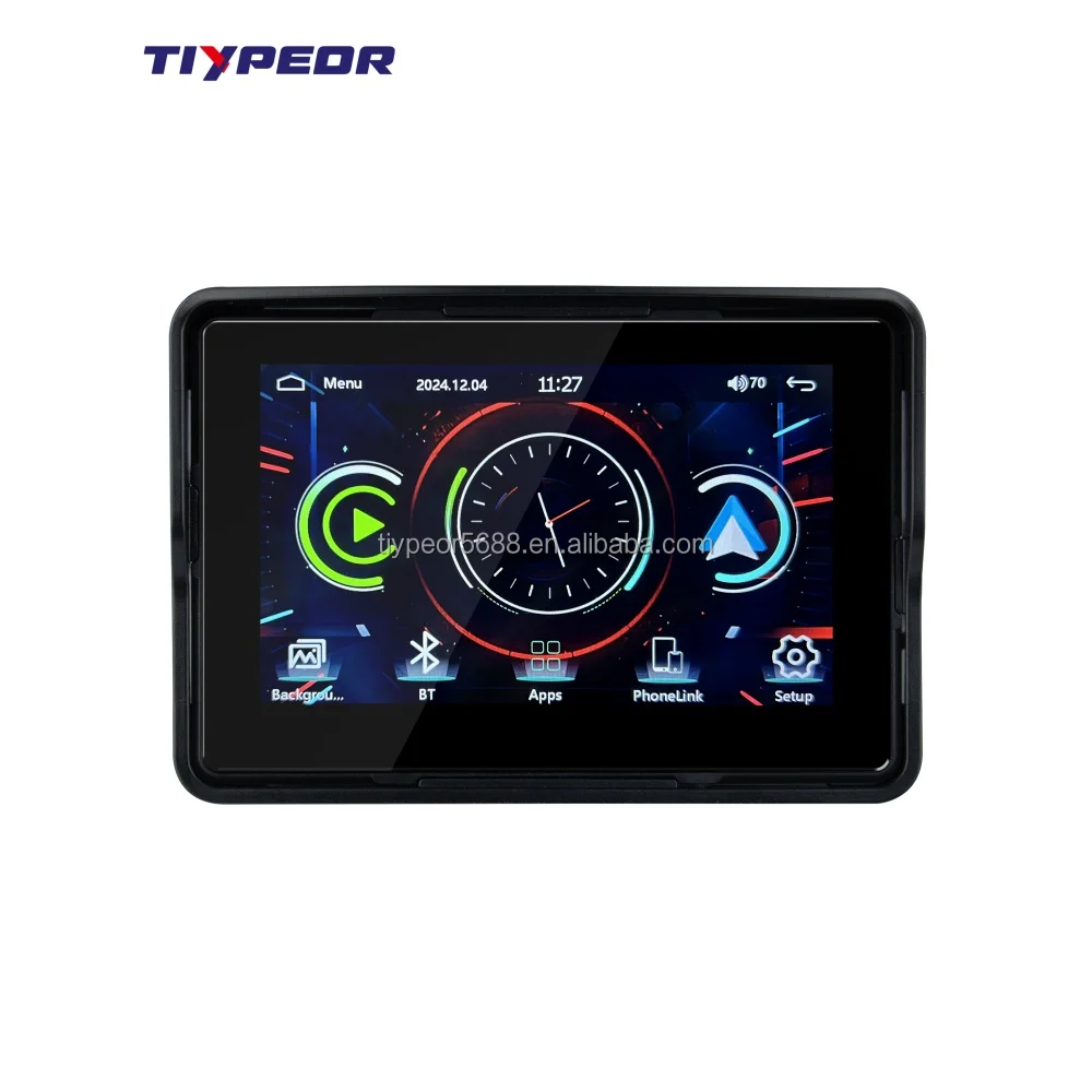 product tiypeor 5 inch moto touch screen portable motorcycle monitor support wireless carplay android auto motorcycle navigation-3