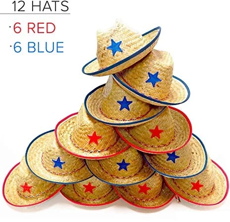 36 Straw Cowboy Hats with Bandanas - Party Favors Amazon.com: Hillban 72 Pcs Western Cowboy Hat and Paisley  main image 2