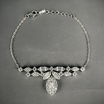 Pass Diamond Tester GRA luxury 925 Silver Bling Marquise VVS Baguette Moissanite Bracelet For Women Wedding Party