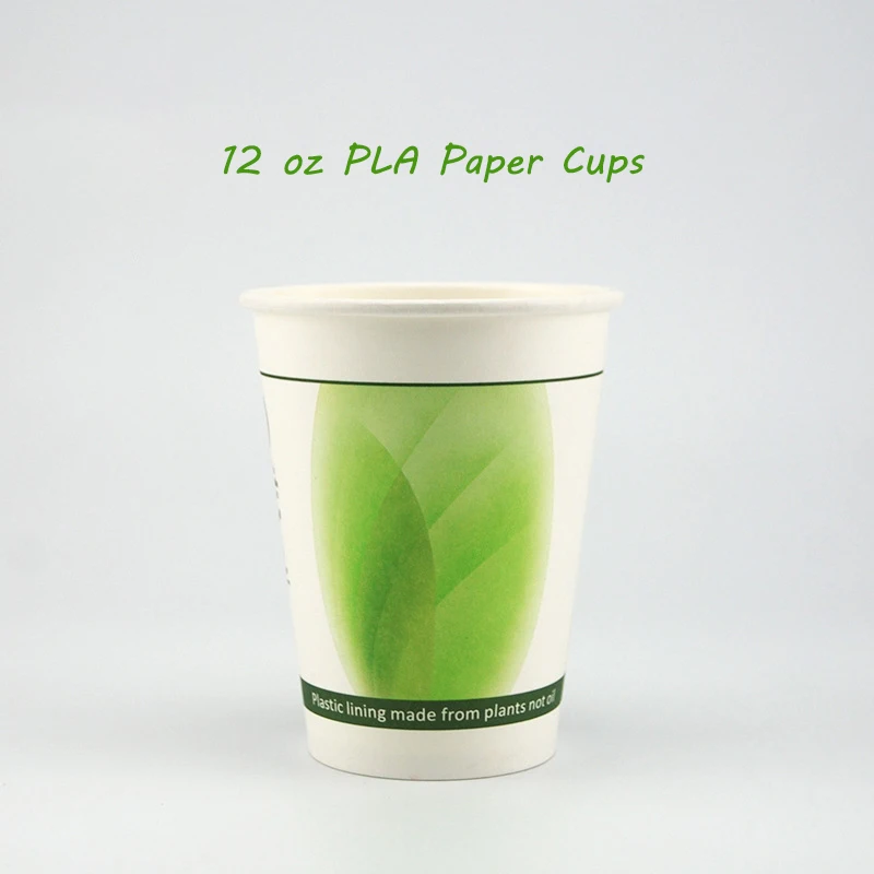 8oz 12oz 16oz  PLA Paper Cups Biodegradable  Coffee Cup Compostable paper glass with lid details