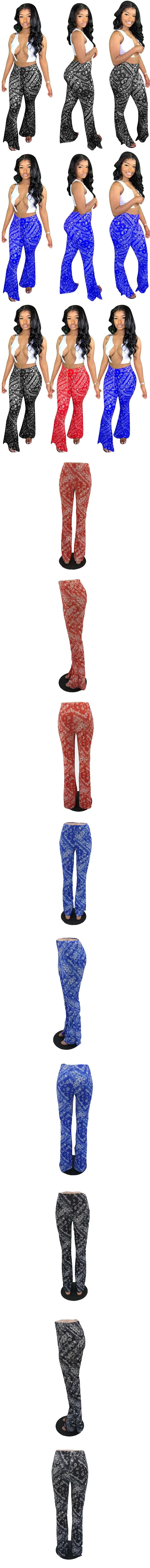 H1390 2020 autumn and winter new style fashion totem print multicolor casual flared pants