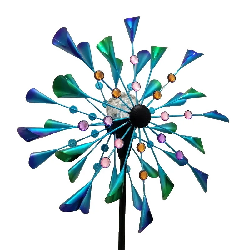 Double Windmill Spinner with Stable Metal Stake Wind Catchers for Outdoor Yard Patio Lawn Garden Decorations