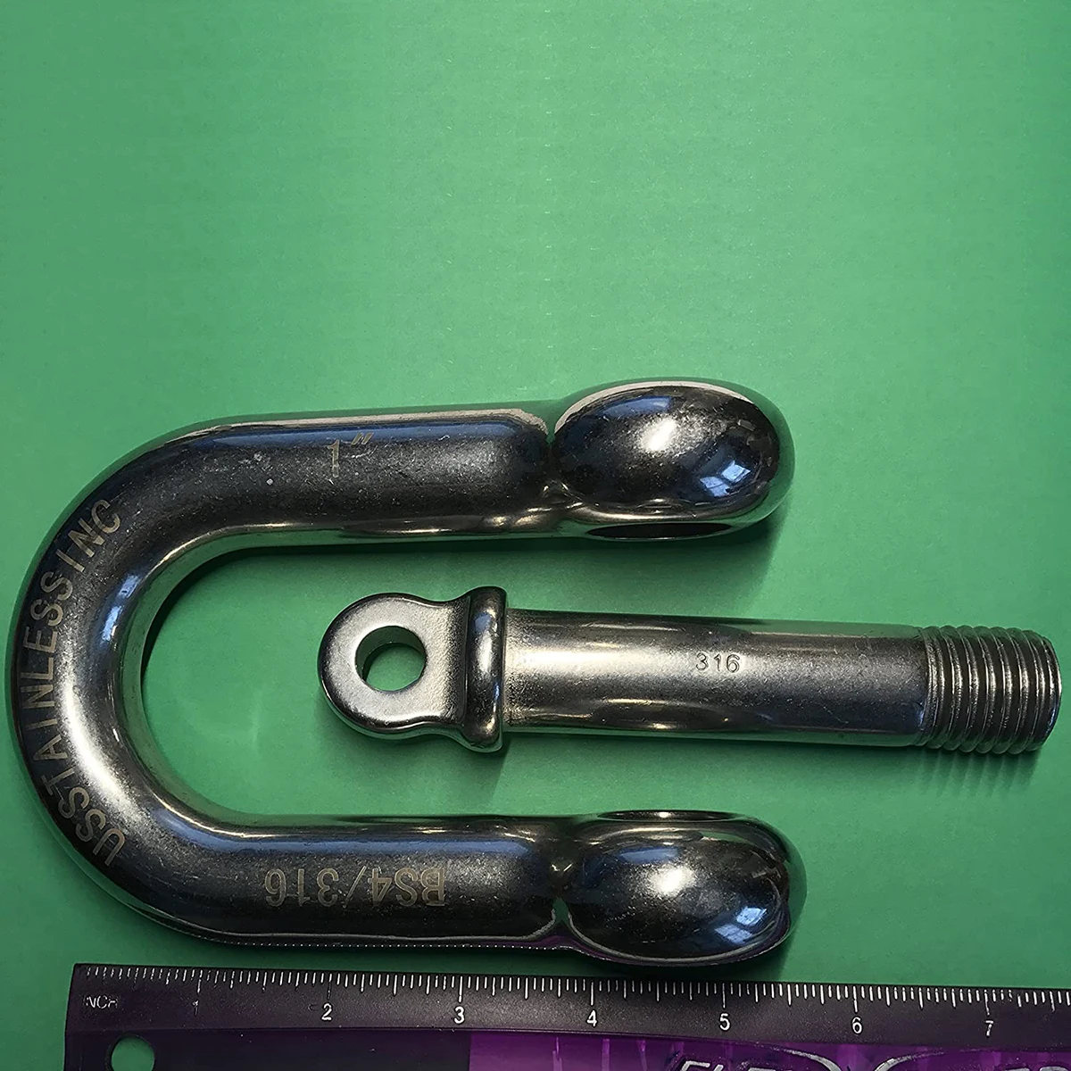 M6 38mm Straight D Shackle Short Stainless Steel 316 Breaking Load