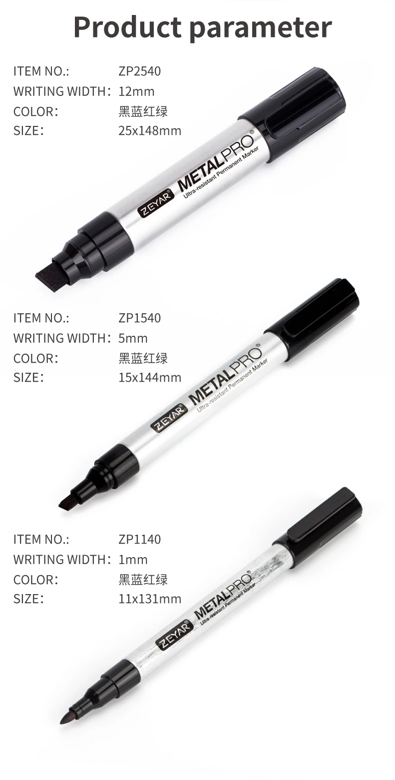 Zeyar Permanent Markers Jumbo Size Waterproof & Smear Proof Markers