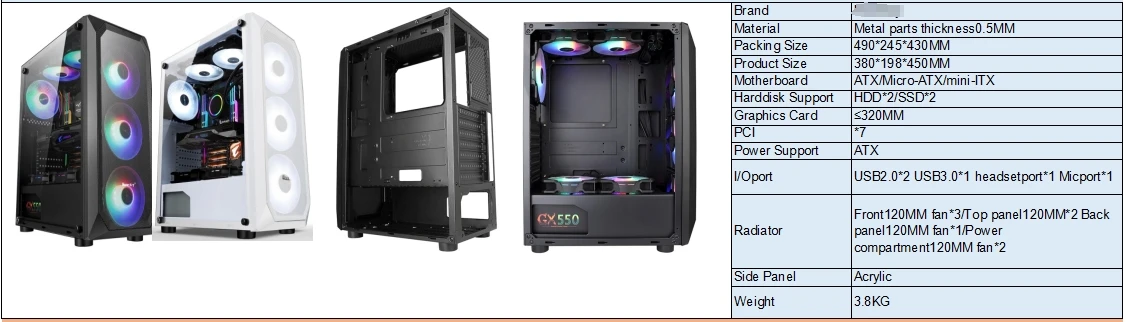 Gaming Case PC: ATX Full Tower with Integrated RGB Lighting System ...
