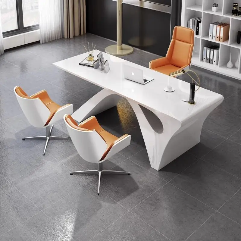 Modern boss Lady Elegant White Office Desk Computer Counter l Shape Table Ceo Manager Working Office Furniture