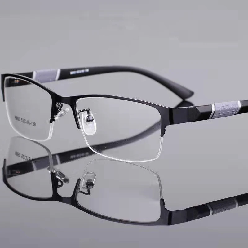 8850 Half Rim Alloy Half Frame Flexible Plastic TR90 Temple Legs Optical Eyeglasses Frame for Men and Women Eyewear