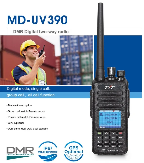 Tyt Dmr Vhf+uhf Dual Band Cheap Radio Md-uv390 Ip67 Waterproof Gps ...