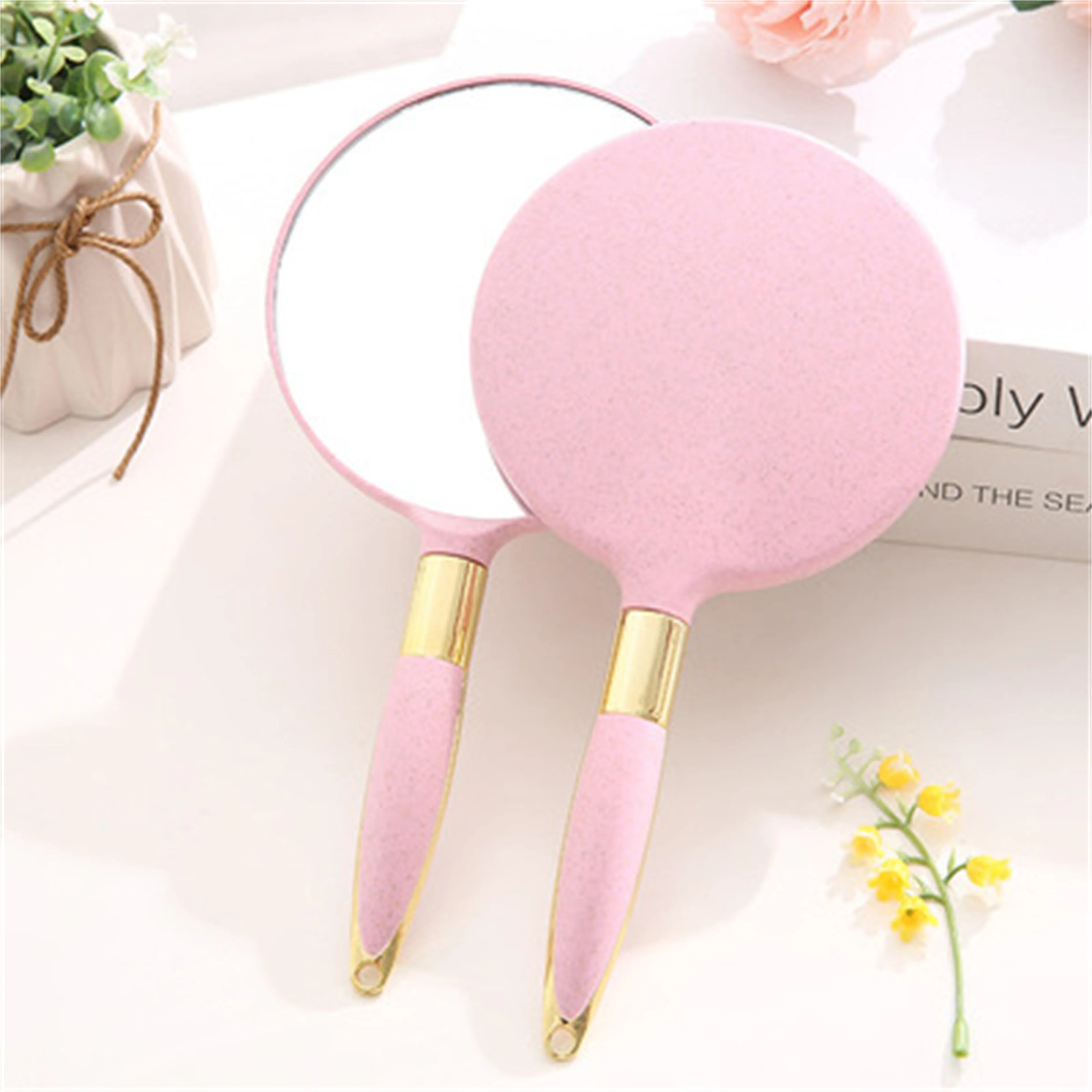 Private Label Custom Cosmetic Hand Mirrors for Women Small Compact ABS Plastic Square Design LED Features Pocket Usage Makeup