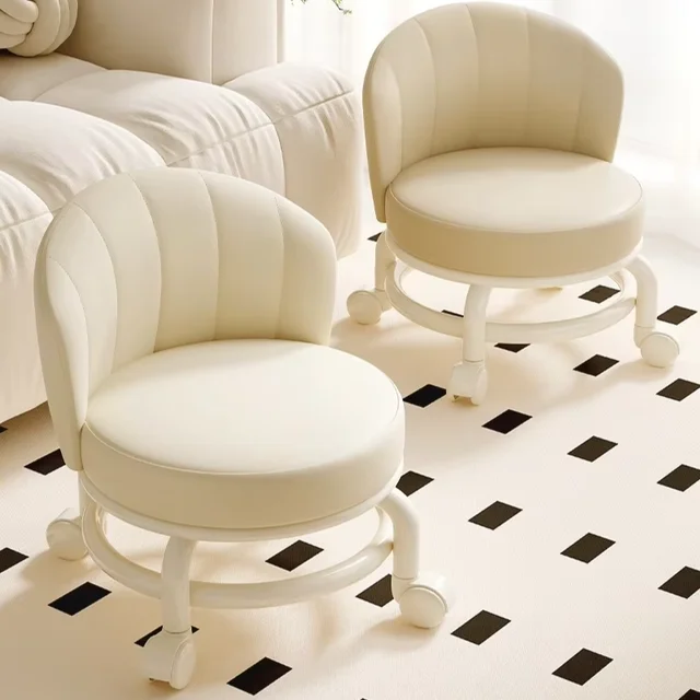Modern Design Universal Wheel Low Stool with Pulley for Living Room Kidsren's Bench Lazy Back Chair Baby Artifact Household Use