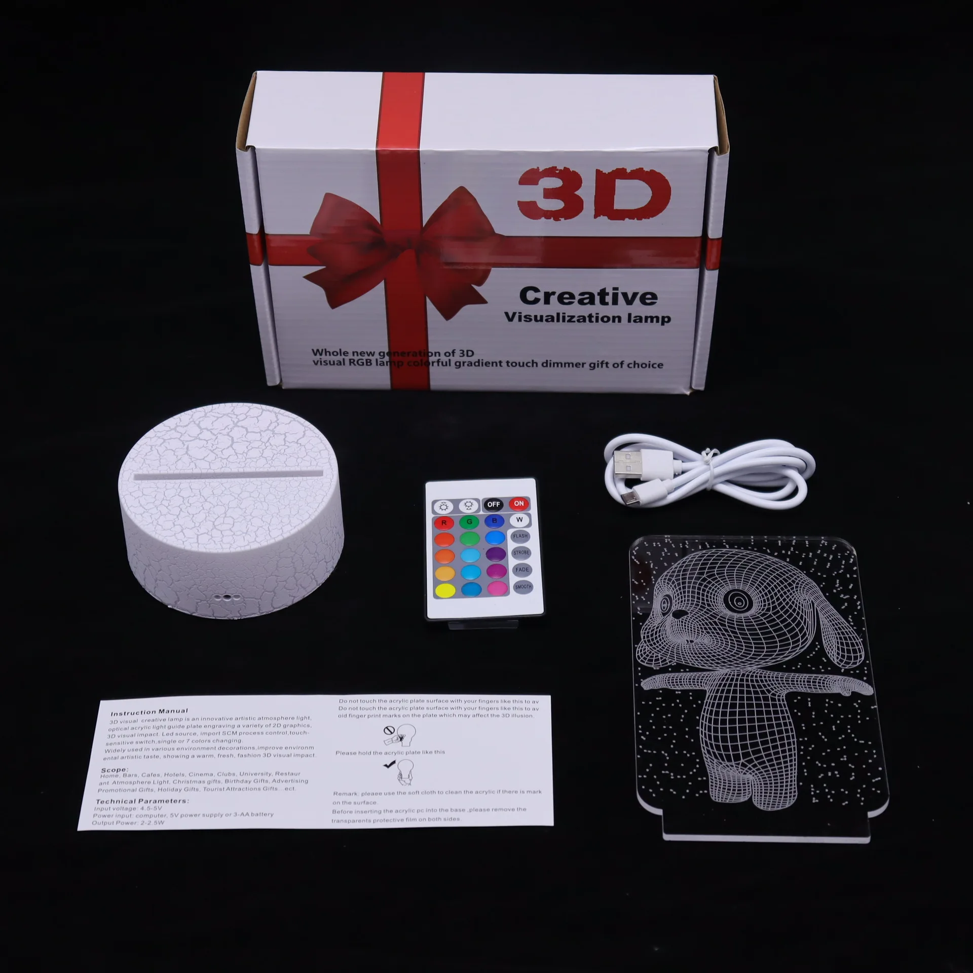 Customize Led Lamp Base For 3d Illusion Acrylic Light Stand Battery