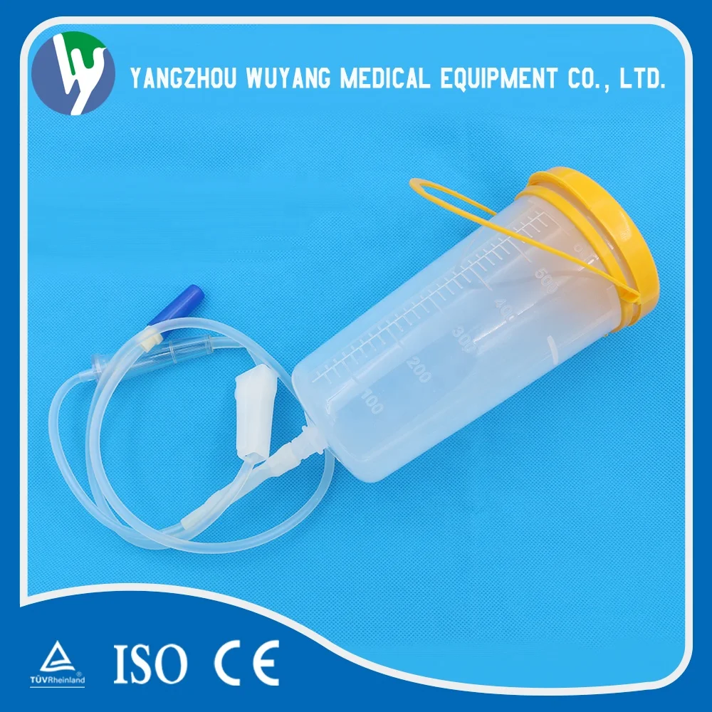 Single Use Medical Enteral Feeding Gravity Bottle with Large 600ml Parenteral Nutrition Bottle Tube Set