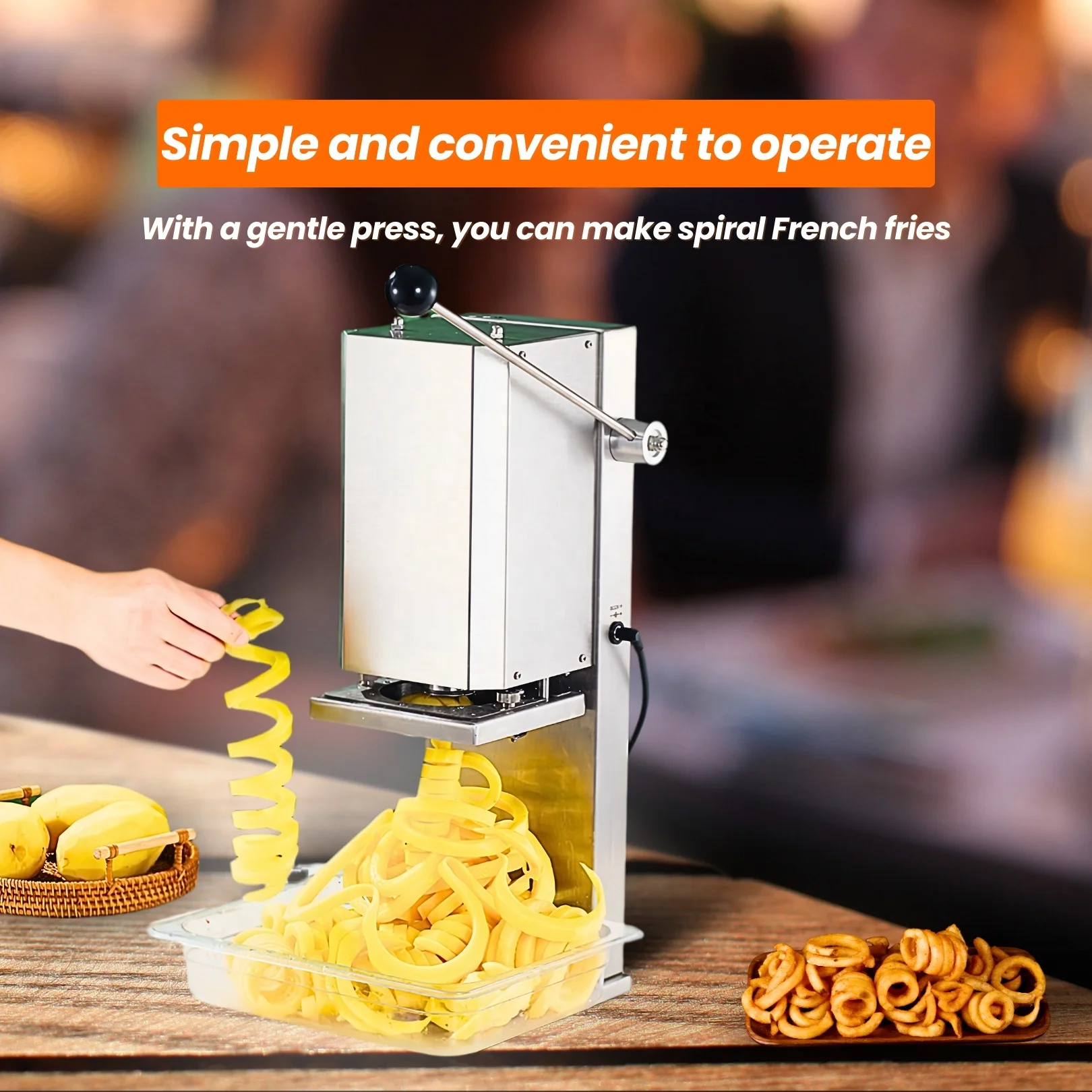 Twist Potato Slicer Curly Fries Cutter Machine Spiral Potato Cutter Twister Fries Machine for Fast Food Chains