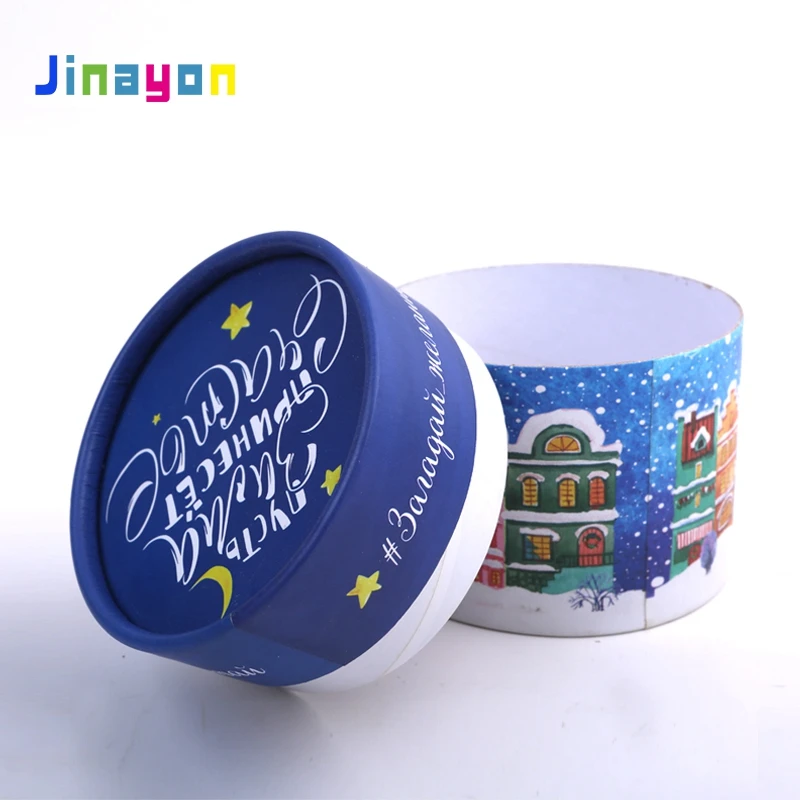 Wholesale Custom Pattern Round Tube Packaging Christmas Hard Paper Tube Gift Box