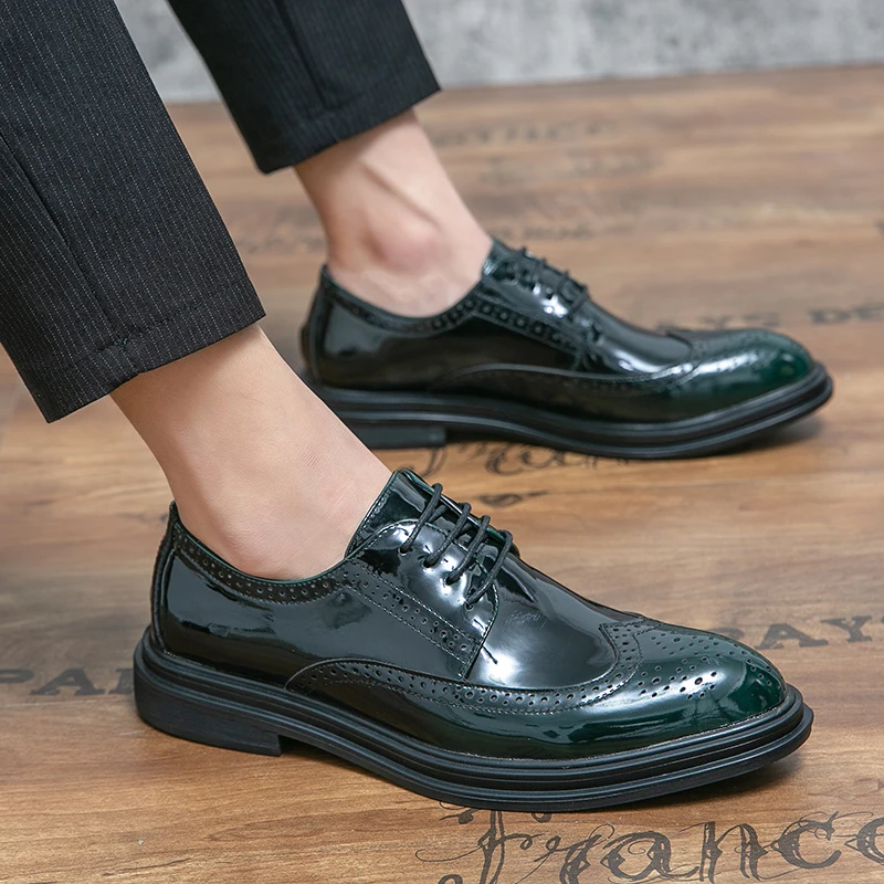 New Leather Men Dress Shoes Evening Party Wedding Shoes Daily Office Suit Shoeses Big Size 47