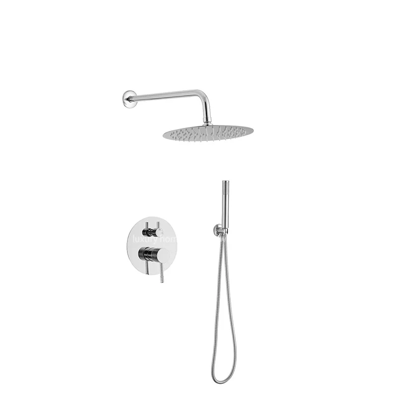 High Quality Carved Handle Electroplating Shower Set Modern Bathroom Concealed Shower Faucet Brass Bathroom Rain System Set