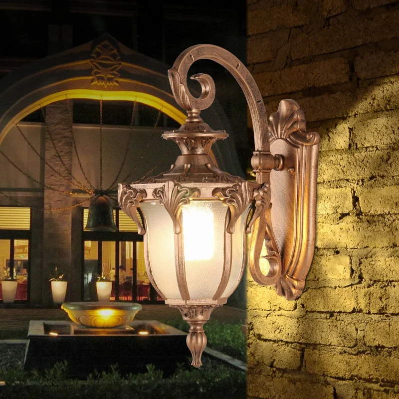 Europäisch-retro-amerikanische schlichte wasserdichte Aluminium-Wandleuchte für den Außenbereich sowie für Innenräume wie Wohnzimmer, Balkon, Garten und Innenhof