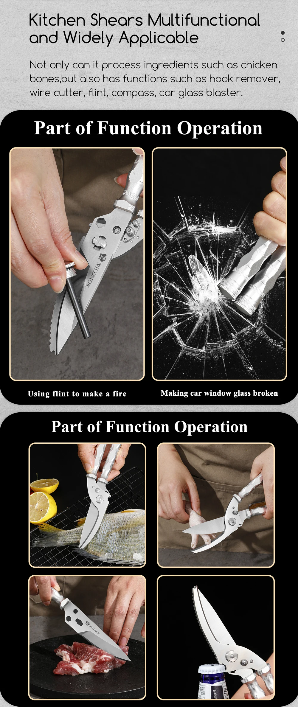 Forbici multifunzione per pollame in acciaio inossidabile WILDMOK Forbici da esterno_voghion.com