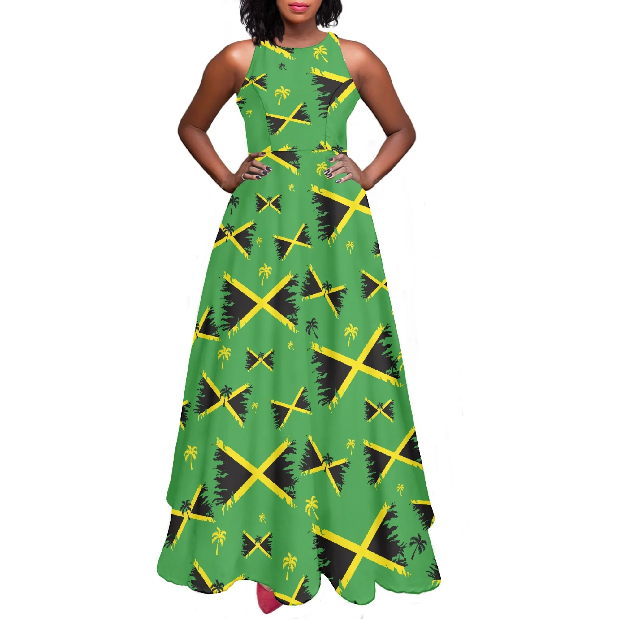 Wholesale Tank Top Dress Tank Top Dress for Women Jamaica Flag Print Dress for Women Dress for Women Custom Prints Jamaican Clothing Elegant Leeveless