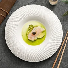 Plates, high-quality plates, ceramic household dishes, tableware, Western plates, round plates, reverse side shallow plates