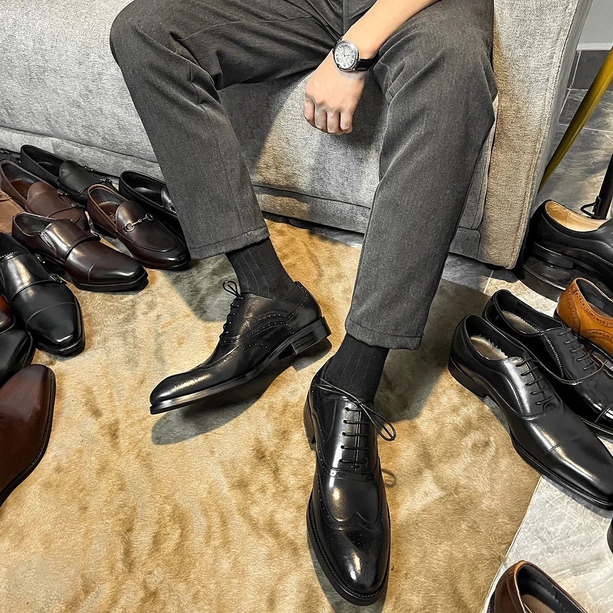 Newest Business Formal Shoes for Men Genuine Leather Office Shoes Men  Luxury Cowhide Dress Shoes Oxfords