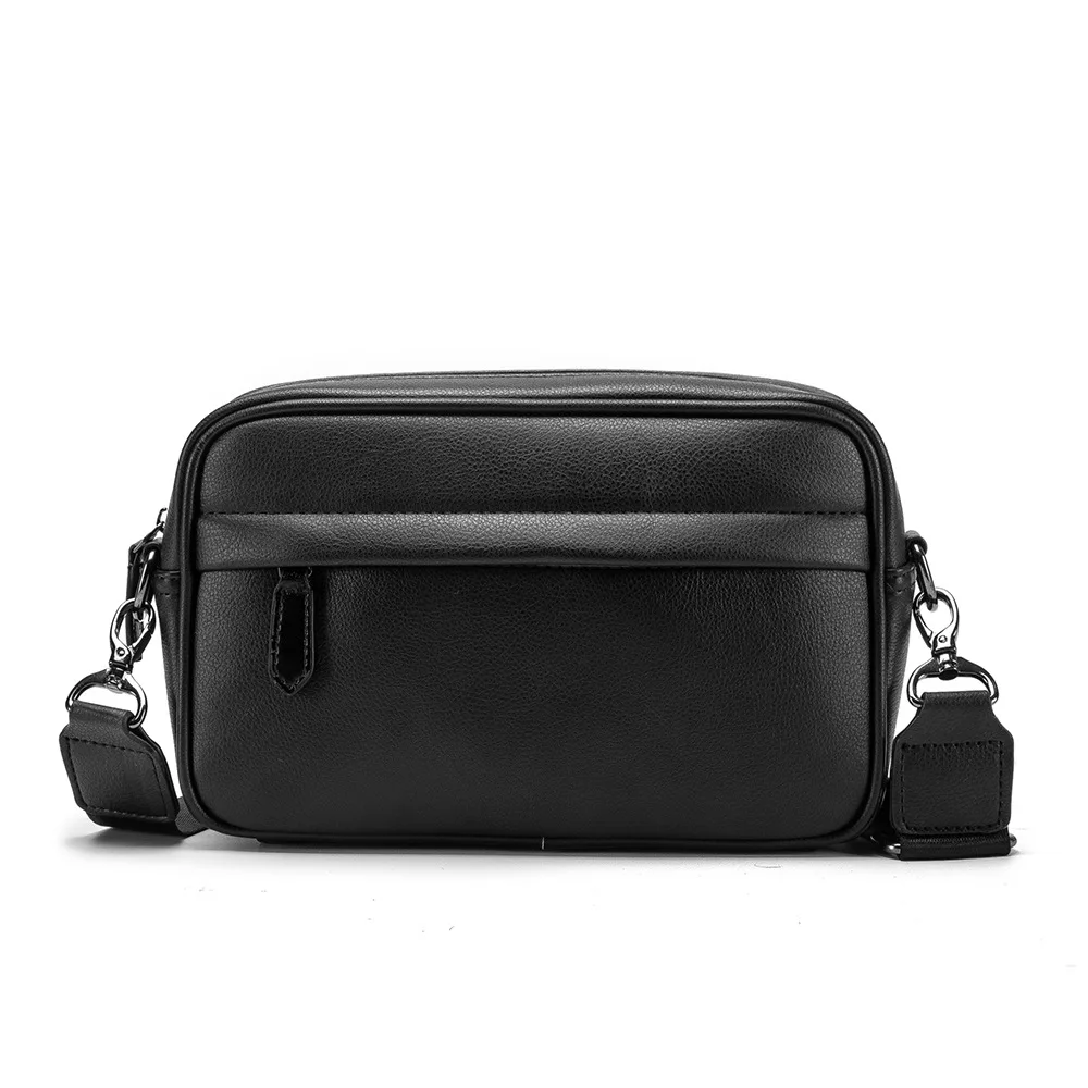 LEBSGE Men Small Diagonal Square Bag Pu Leather Black Color Street Style  Small Shoulder Bag Mobile Phone Bag Crossbody Bag