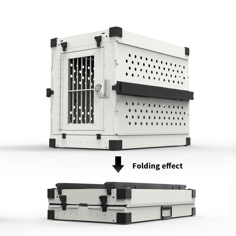 View of Durable, Foldable Dog Crate with Wheels - Perfect for All Seasons