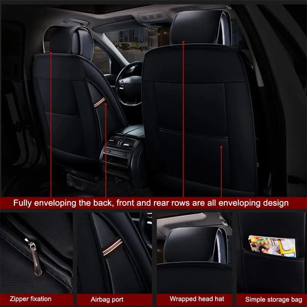 Muchkey Luxury Full Set Car Seat Cover Pu Leather Vehicle Cushion