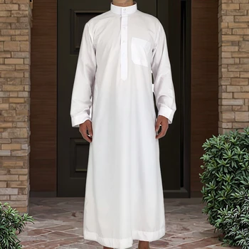 Felpa Con Cappuccio Marocchina Thobe Uomo - Abito Arabo Saudita Jubbah Piatta