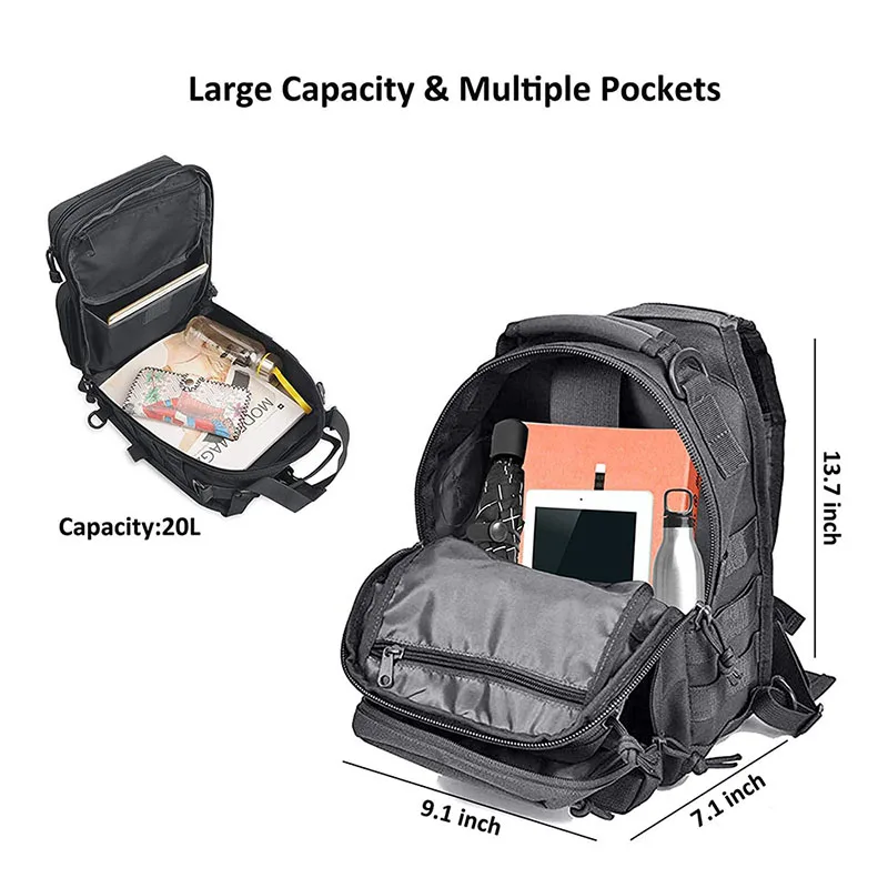 Customized Logo Waterproof Tactical Sling Bag Pack Large Capacity Training Shoulder Bag One Shoulder Assault Bag