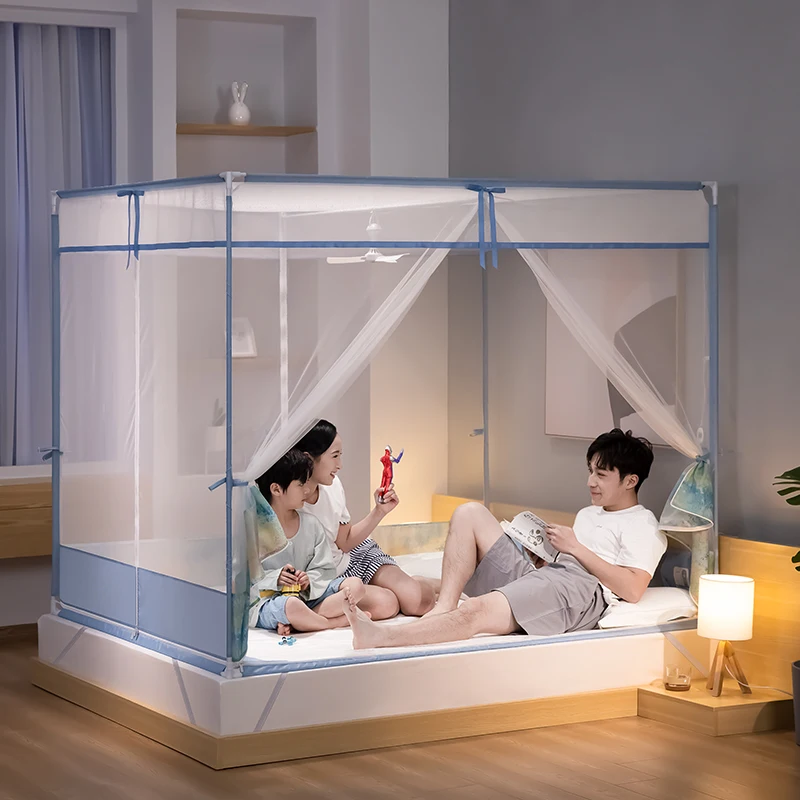 Modern Elegant 100% Polyester Foldable Mosquito Net T-Door Zipper Entry Mesh Mosquito Net