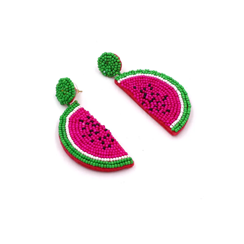 Hot Sale Seed Beads Ball Earrings Women Handmade Watermelon Jewelry Earrings