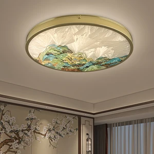 Enamel Colored New Chinese Style Bedroom Ceiling Light Dining Room Study Room Copper Light Master Bedroom Ceiling Lamp
