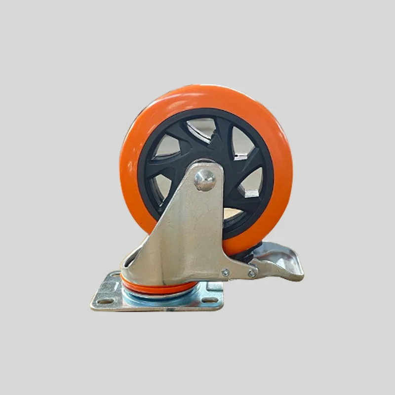 Hot sale orange industrial rigid swivel pu casters wheel 4 inch supplier