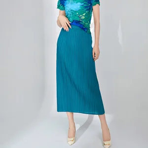 2025  Hot Selling Pleated Pencil Skirt High Waist Loose Fit Medium-Length Fashionable and Versatile Miyake Design