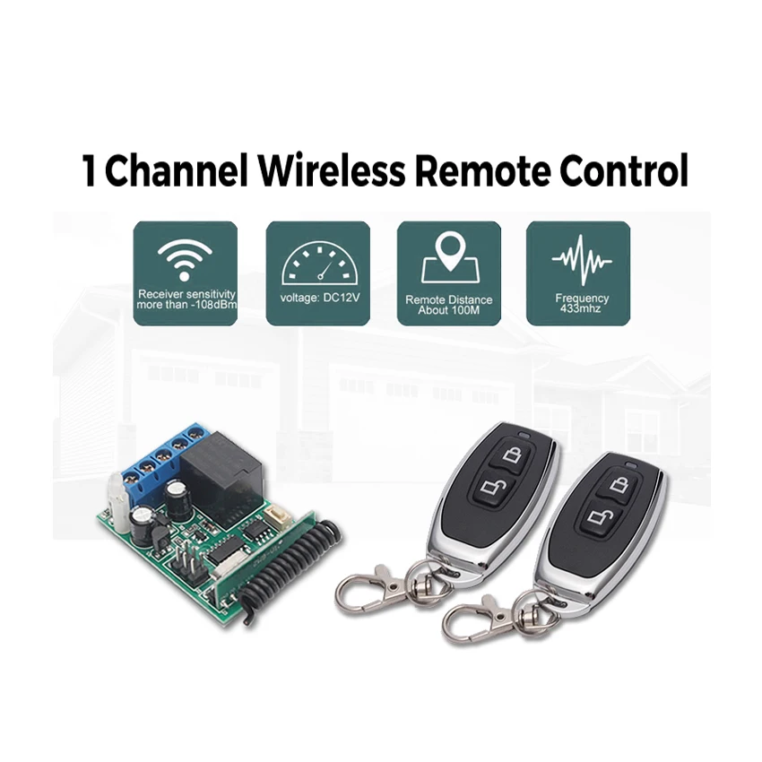 Controller Receiver Single-channel ZK1PA 433 MHz With Remote Controls ZY16-E2 2pcs With Batteries