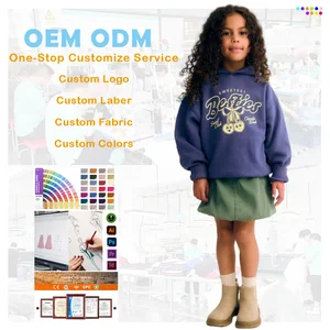 Casual Drop Shoulder Fleece Pink Wholesale 100%Cotton Oversized Jumper Streetwear Embroidered Luxury Kids Crewneck Sweatshirt