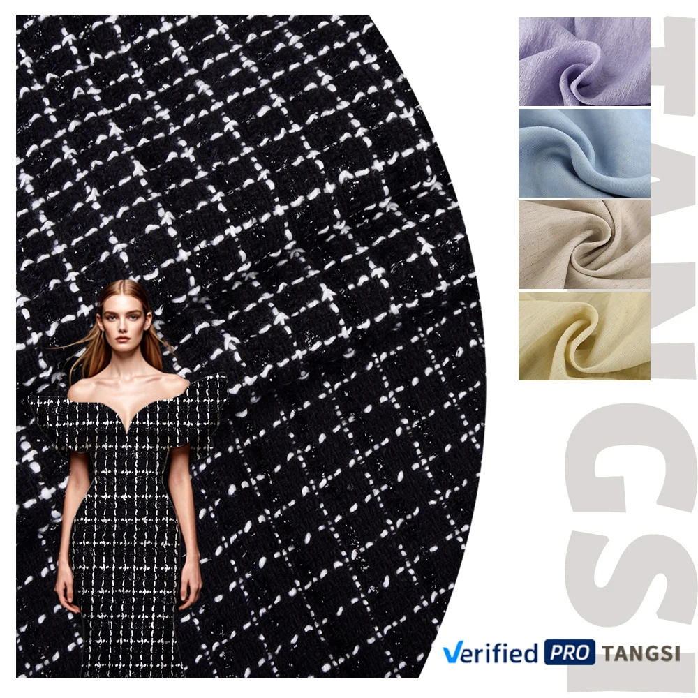 China Factory's Colorful Metallic 100% Polyester Stretchy Plaid Yarn Dyed Fabric for Shirts Dresses Woven Technique Plain Style