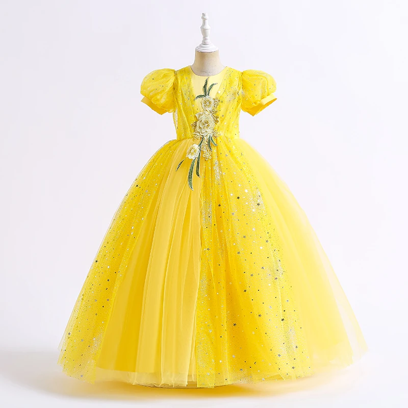 88406 эксклюзивная одежда для детей на день рождения роскошное кружевное длинное платье с цветами девочек свадьбу причастие