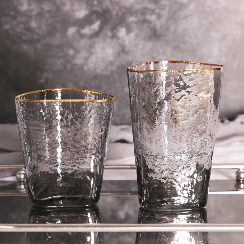 New Arrival Triangular Shape Glass Set Crystal Clear Wine & for Champagne Tumbler Collection in Grey Small MOQ Elegant Goblets
