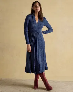 Custom Print Backless Sexy Maxi Dress Women Elegant V Neck Full Sleeve Draped Club Long Dress