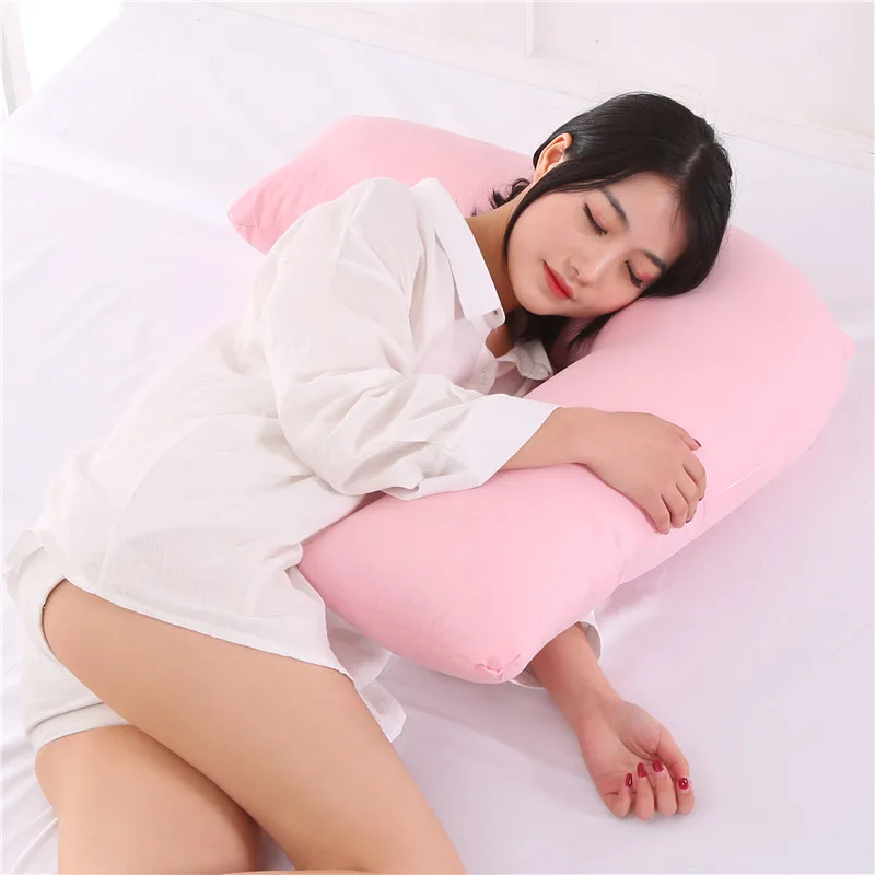 V Shape Pillow Cover Case For Maternity Pregnancy Support Soft Pillowcase Cream 
