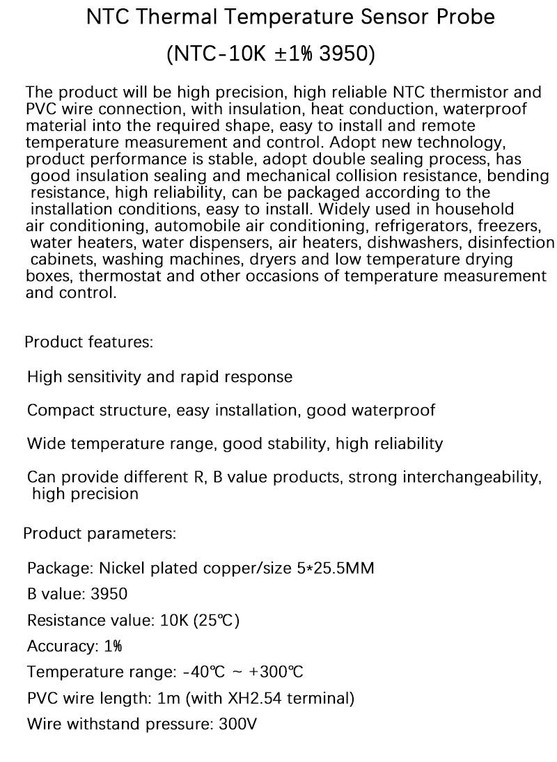 Ntc Thermistor 1 10k Temperature Sensor B Value 3950 Refrigeration Air