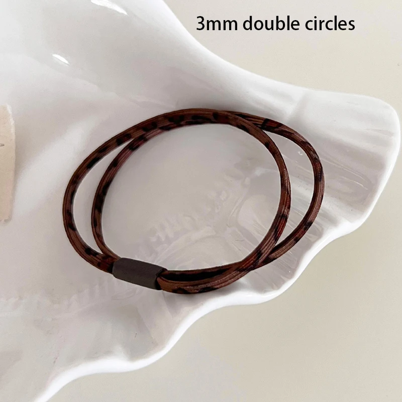 6mm Wide Flat Leopard Prints Khaki Hair Scrunchies Plaid Elastic Hair Bands Top Elasticity Ponytail Holder Hair Ties for Girl