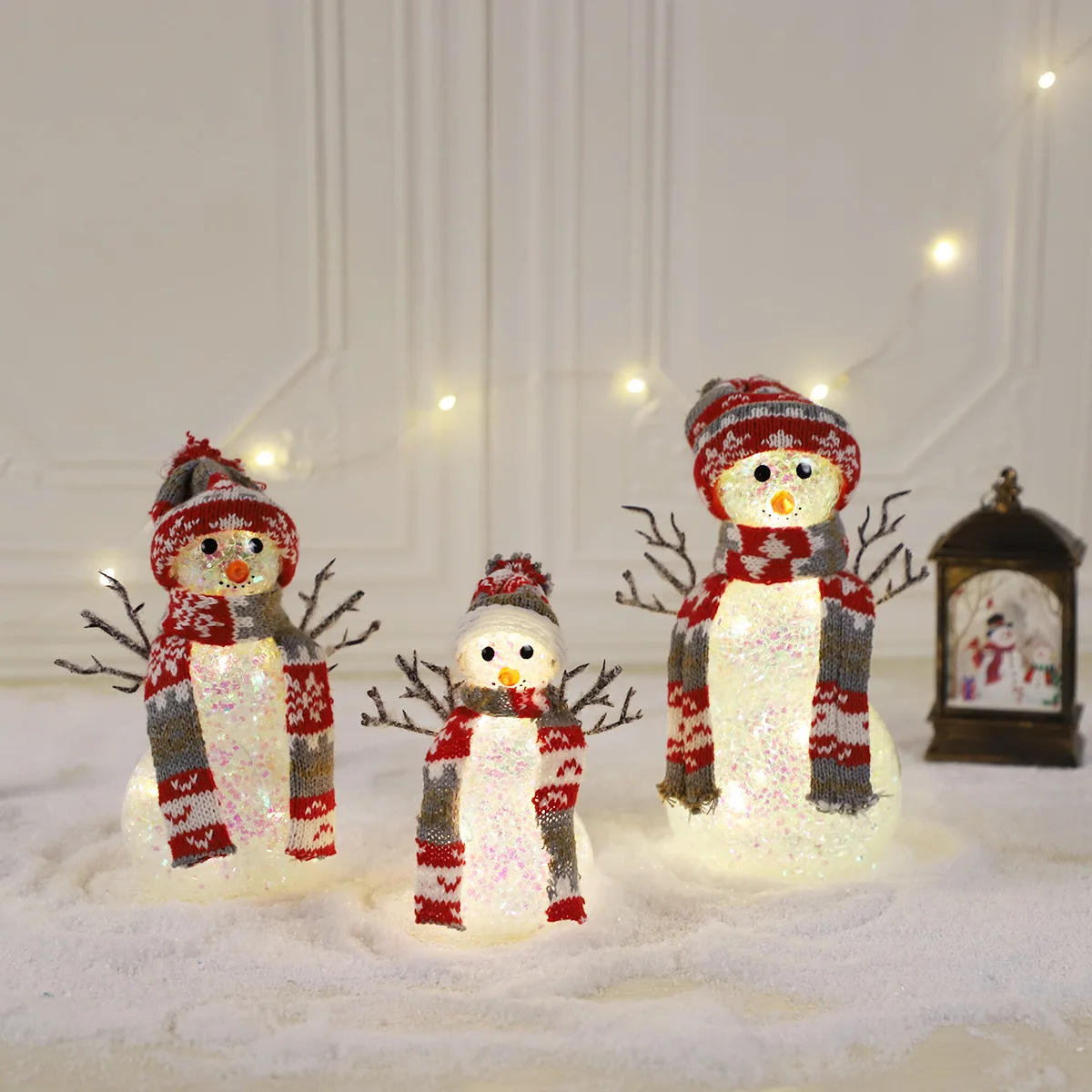 holiday presents red hat led glass snowman christmas personalized ornament sale figurine crafts