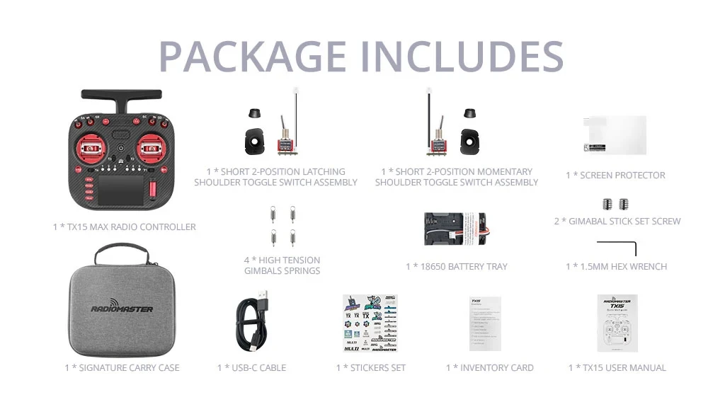 Radiomaster TX15 Max Radio Controller AG02 CNC Hall Sensor Gimbals (ELRS / M2) Controllo a distanza 13