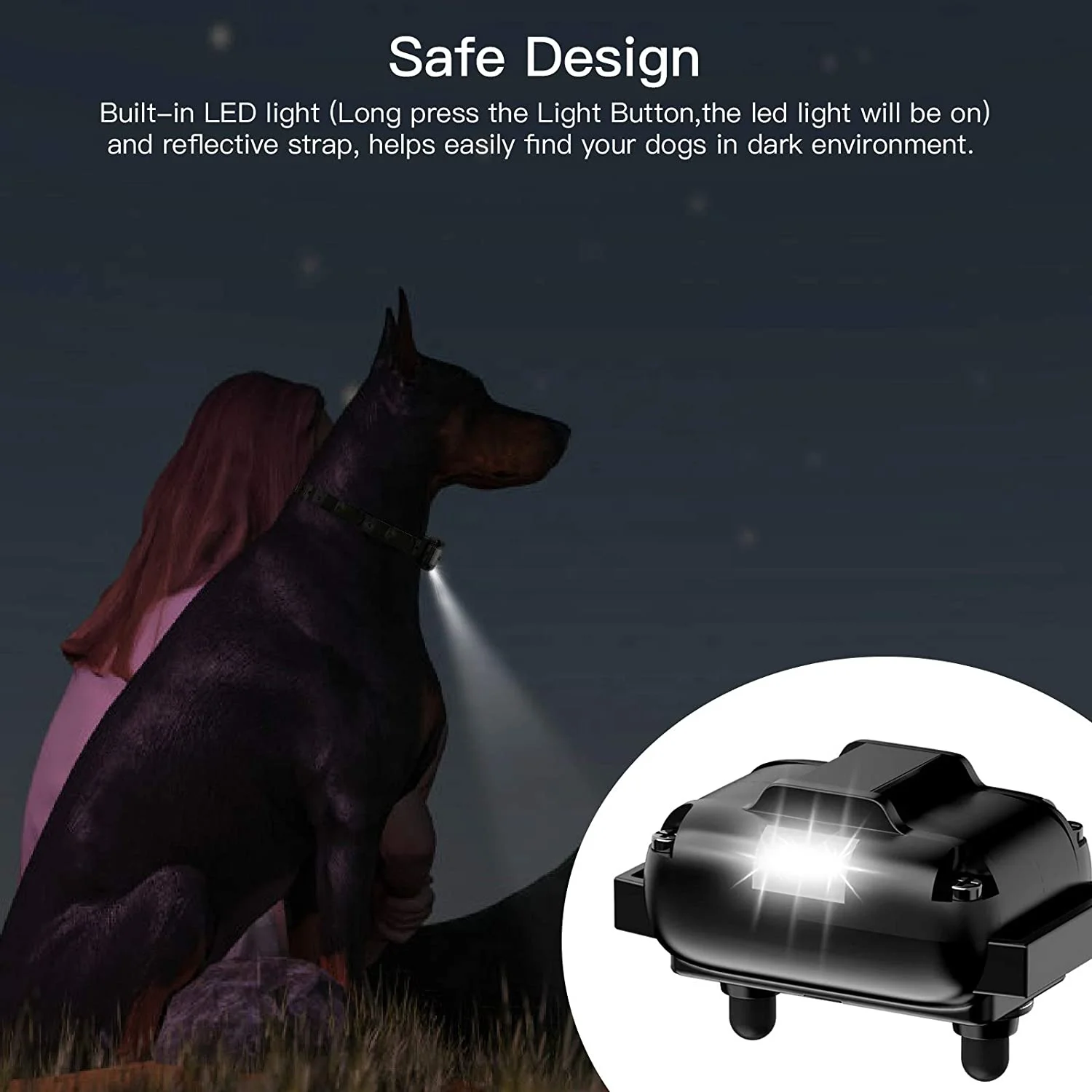 Ultraschall-Vibrationshalsband mit LED-Licht fr Hundetraining