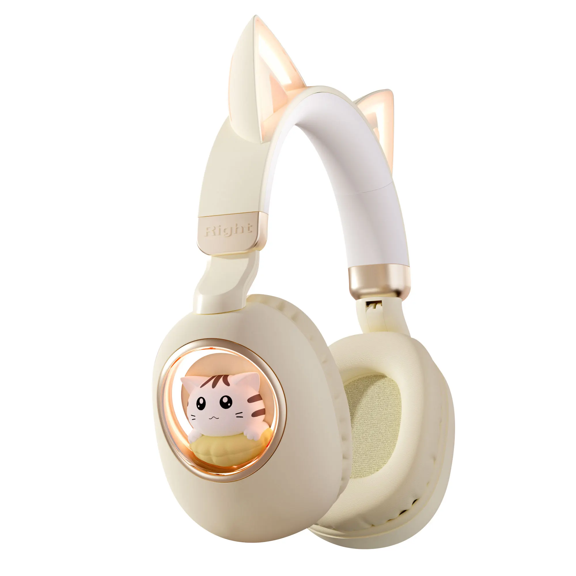 400mah Battery Capacity Rgb Trichromatic Lighting Kids Cartoon Headphones Wireless Bt
